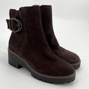 Blondo Brown Dagger Sand Suede Leather Dakota Women’s Chunky Boots Size 6M